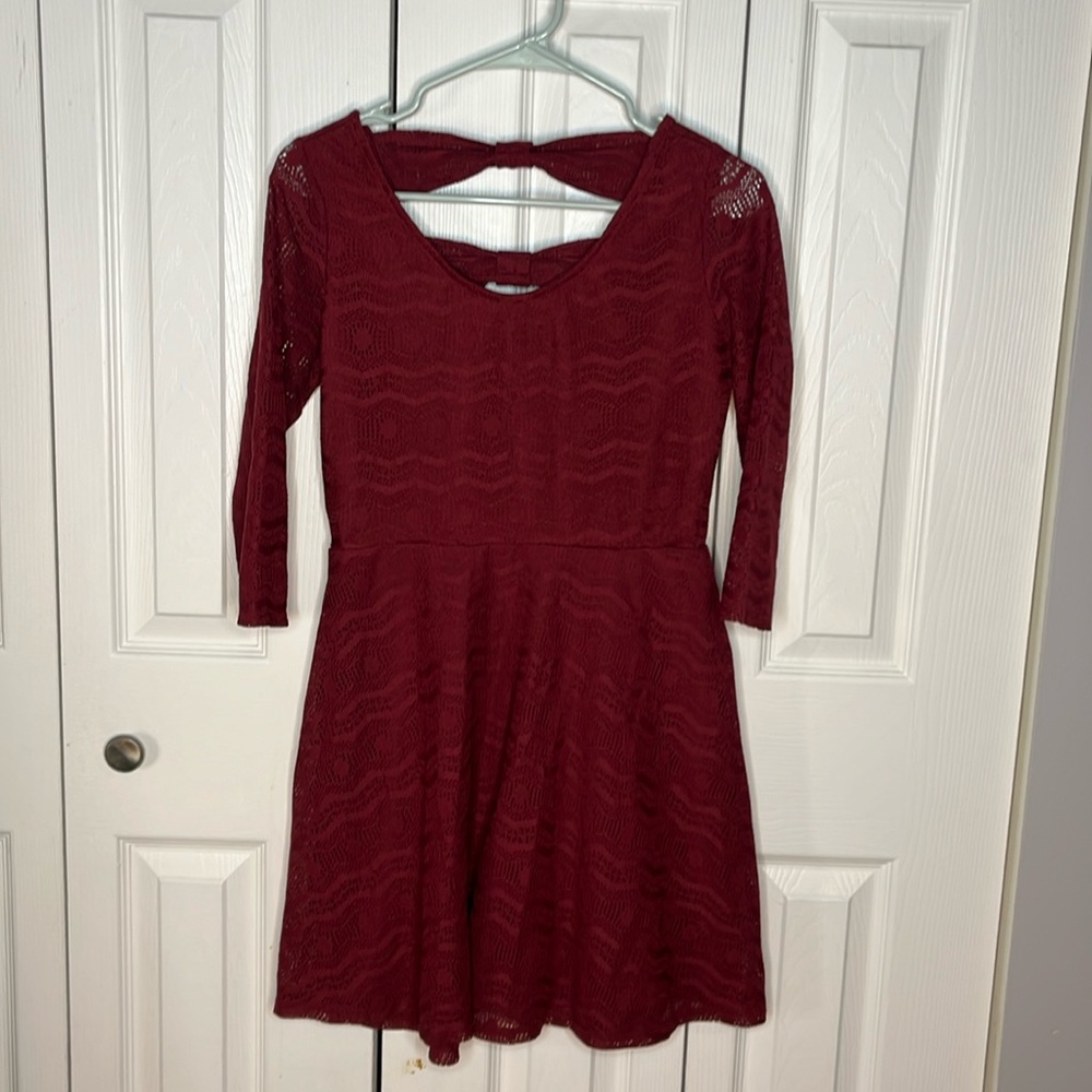 Xhilaration (Target) Berry Pink Lace Dress With Open Back and Faux Bows